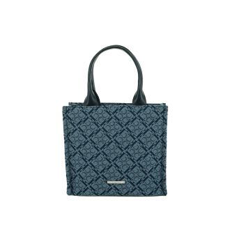 Small Navy Jacquard Handbag Claudio Ferrici