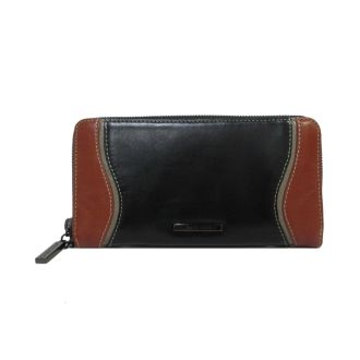 Multicolour Black/Brick Zipp around Wallet Claudio Ferrici